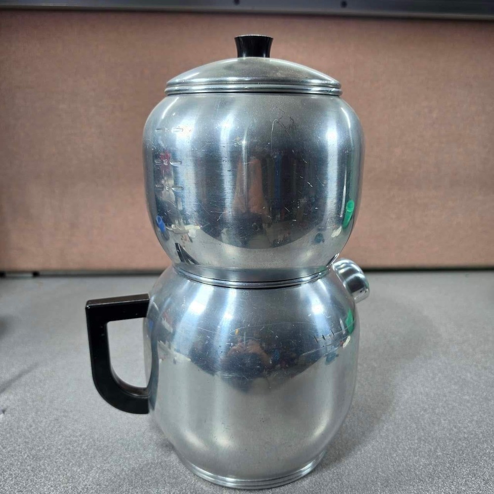 Vintage West Bend Kwik Drip Aluminum Coffee Maker 15 Cup Silver MCM Brewer